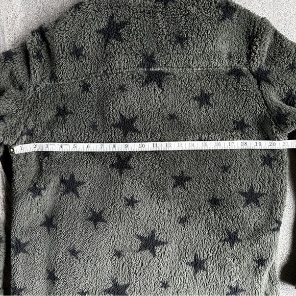 NWT PJ Salvage Cozy Button Up Jacket w/ Pockets in Olive Green Black Stars Small - Picture 12 of 16